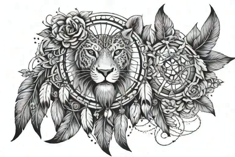 Leo Taurus dream catcher tattoo design idea
