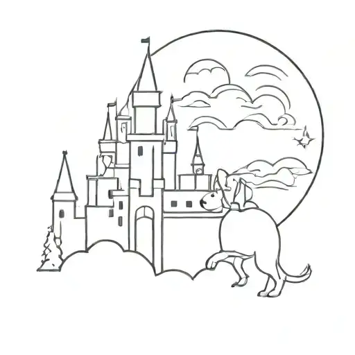 disney castle dachshund tattoo design idea