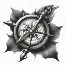 Compass rose with anchor tattoo design idea