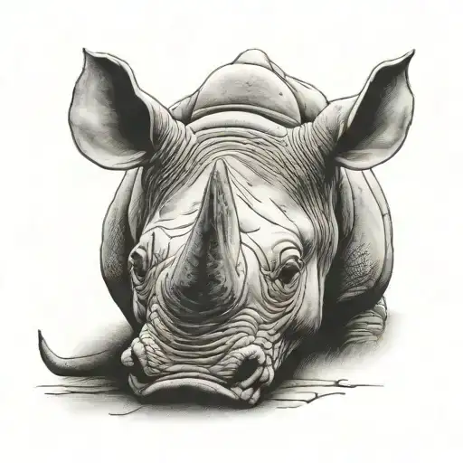 rhino surrealism tattoo design idea