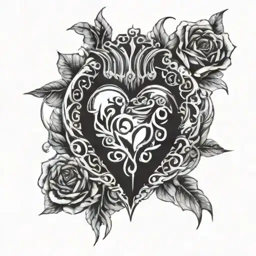 sacred heart with Clarissa writing tattoo design idea
