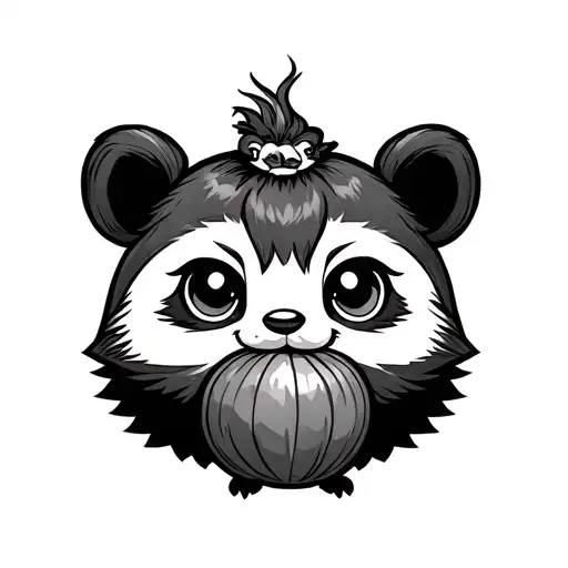 tanuki with a sake gourd tattoo design idea