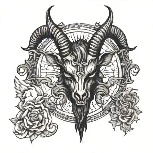 baphomet head tattoo design idea