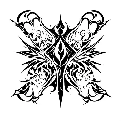 neo tribal, dark fantasy, knight tattoo design idea