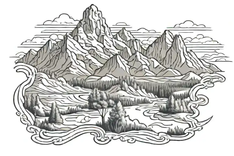 Teton mountains idaho tattoo design idea