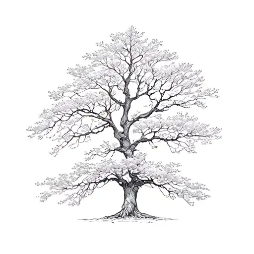 a walnut tree fineline style  tattoo design idea