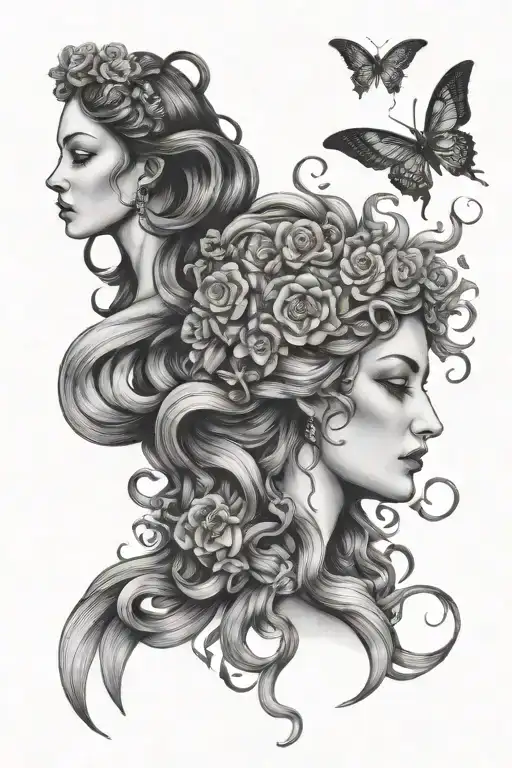 persephone and medusa  tattoo design idea