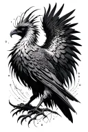 fine line phoenix with morse code forming the shape tattoo design idea