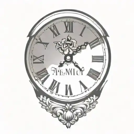 simple Roman numeral clock face tattoo design idea