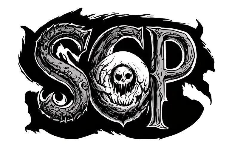 SCP logo, eldritch horror tattoo design idea