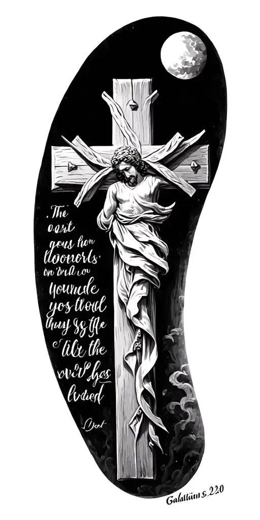  cross with bible verse Galatians 2:20 tattoo design idea