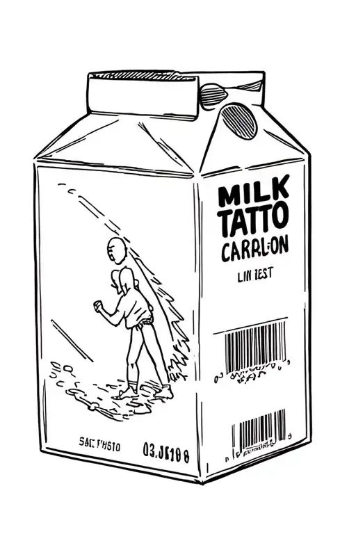 milk carton running tattoo design idea