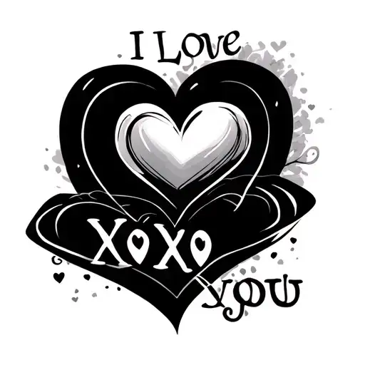 I love you-XOXO 2 hearts after tattoo design idea