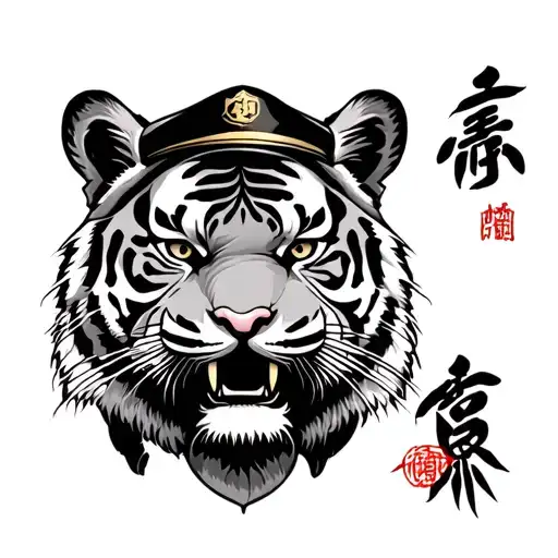 Chinese tiger bamboo communist hat tattoo design idea