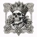 emperor tarot card, shouting skull with mouth open, cross  tattoo design idea