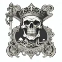 emperor tarot card, shouting skull with mouth open, cross  tattoo design idea