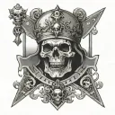 emperor tarot card, shouting skull with mouth open, cross  tattoo design idea