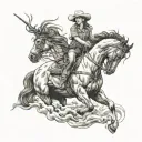 fineline  horse and cowgirl tattoo tattoo design idea