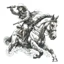 fineline  horse and cowgirl tattoo tattoo design idea