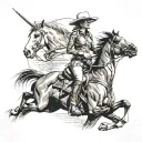 fineline  horse and cowgirl tattoo tattoo design idea