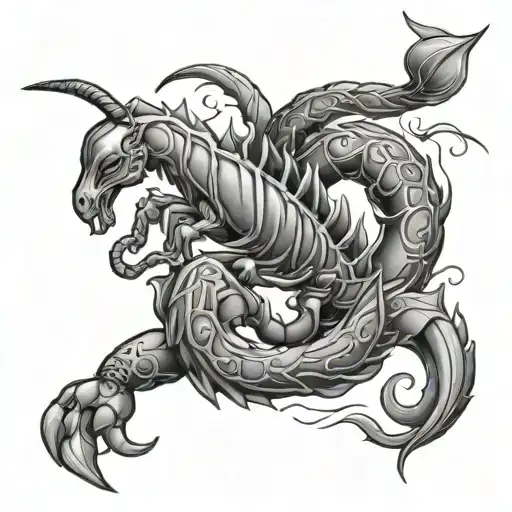 scorpio mix aquarius zodiac sign tattoo design idea