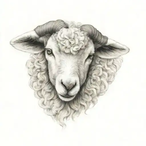 delicate lamb laying down fine line tattoo design idea