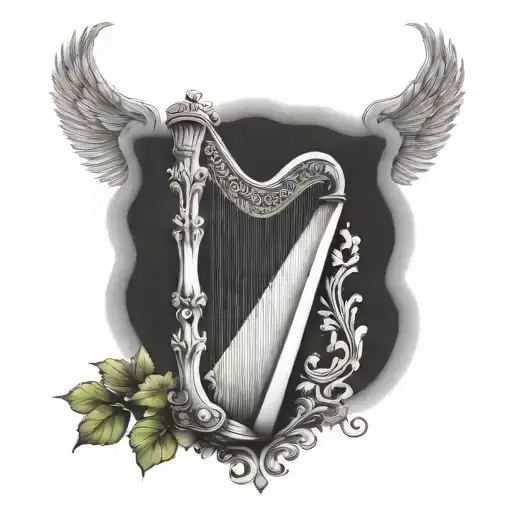 irish harp tattoo design idea