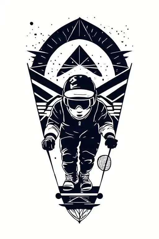 Snowboarding and badminton tattoo design idea