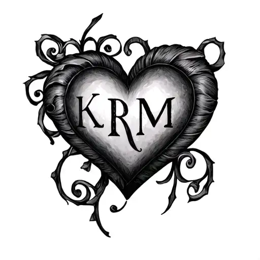 Heart Initials K R M tattoo design idea