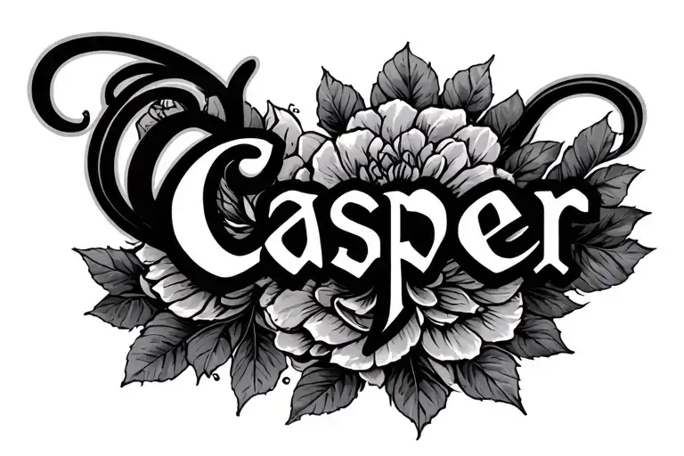 the name casper womens forearm with background tattoo design idea