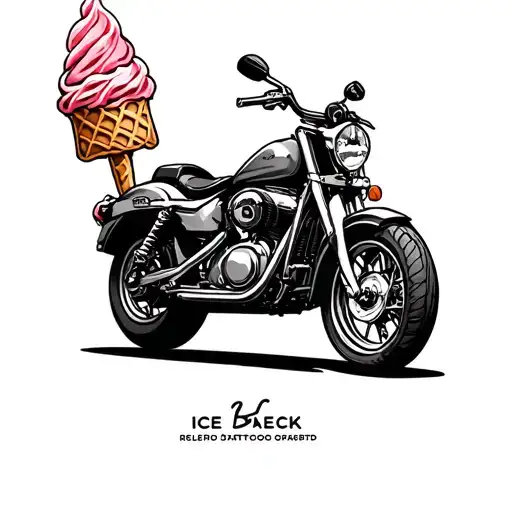 ice cream, motorbike, spam tattoo design idea