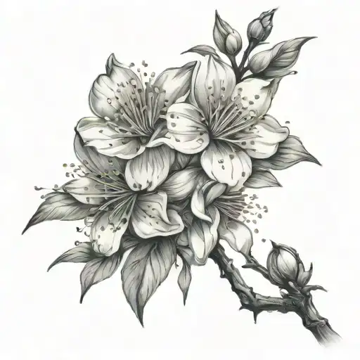 peach blossoms tattoo design idea