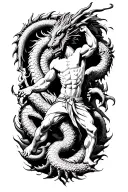 Hercules fighting the hydra dragon tattoo design idea
