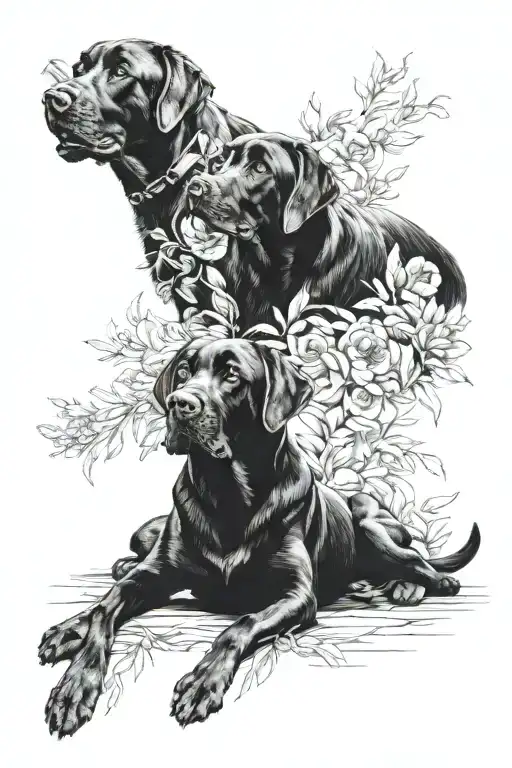 2 Black Labs tattoo design idea