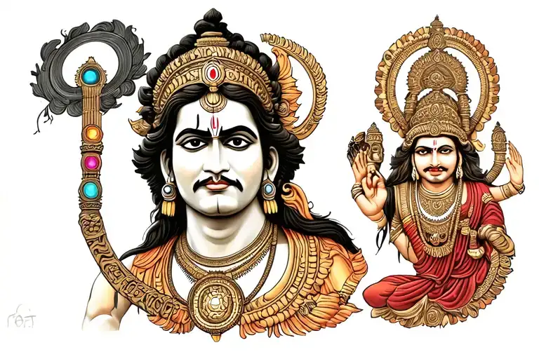 Band Tattoo With Hanuman Ji Gada Chakra Shank tattoo design idea