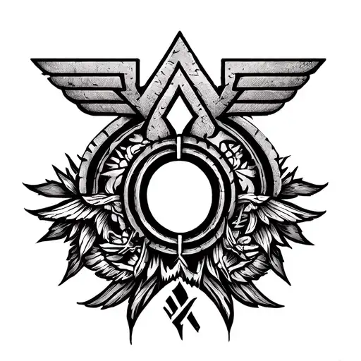 Black tattoo, wonder woman symbol incorporated into Slavic belief symbols tattoo design idea