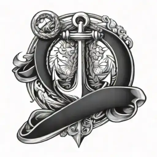 anchor with infinity sign in front of Coat of arms of Hamburg  tattoo design idea