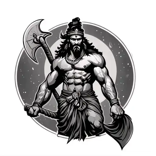 lord parshuram with axe tattoo design idea