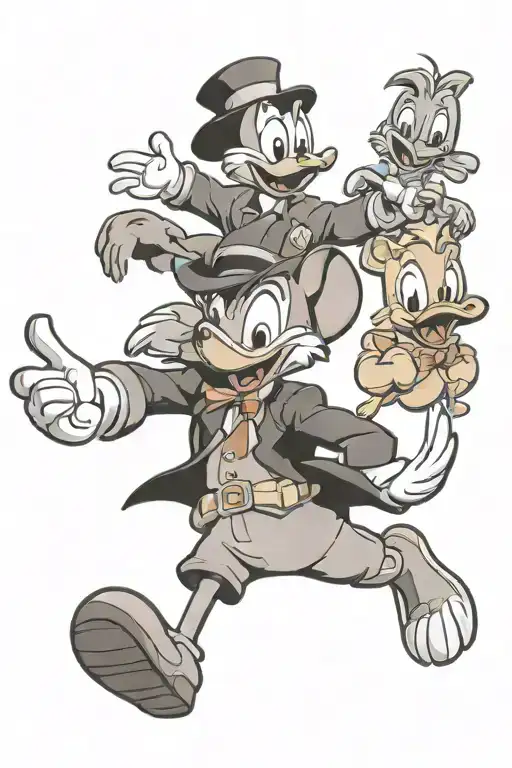 tom&jerry, donald&duffy duck tattoo design idea