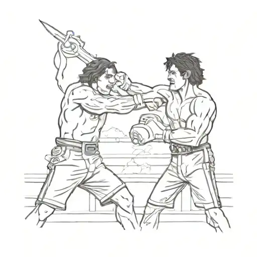 casey jones fighting cassius clay boxer throwing a punch tattoo design idea