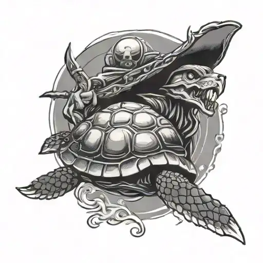 Indian Navy, Lone Wolf, Grim Reaper, pet turtle swimming tattoo design idea