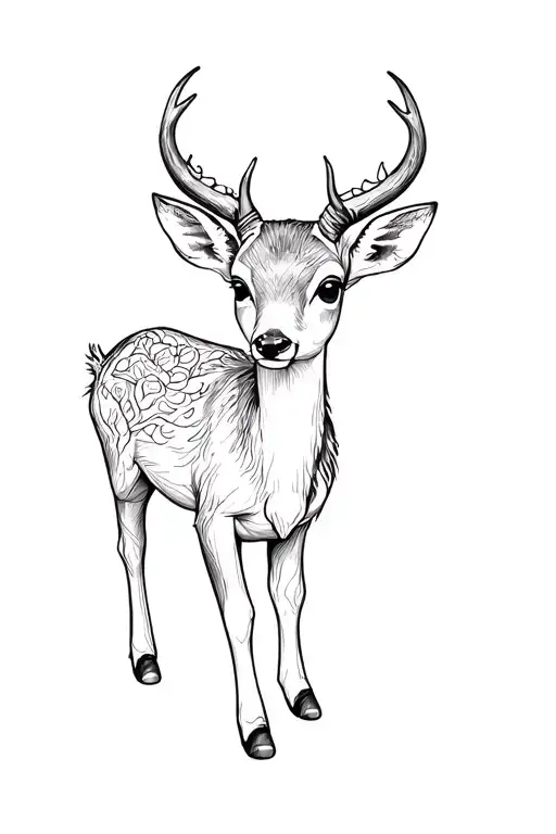 a baby deer standing without horns tattoo design idea