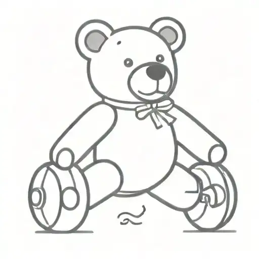 roller skating teddy bear tattoo design idea