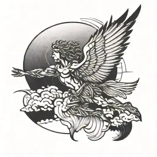 Icarus flying towards the sun tattoo design idea