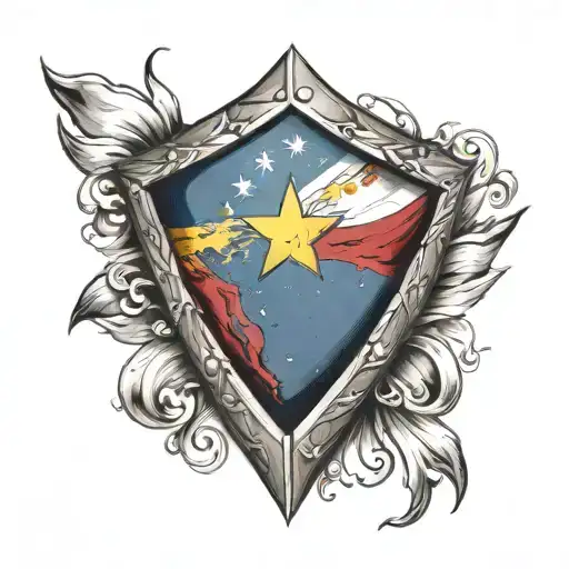 Triangular shield with the flag of Venezuela tattoo design idea