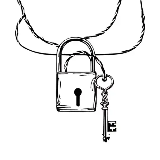 lock with key on string tattoo design idea
