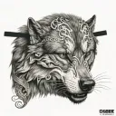 wolf face anonymous face mask tattoo design idea