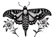 Moth flowers mandala tattoo design idea