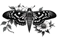 Moth flowers mandala tattoo design idea