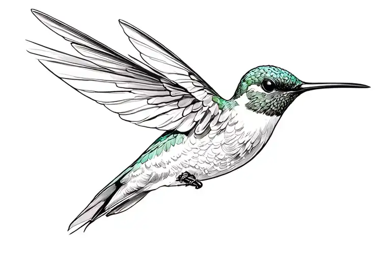 hummingbird hovering tattoo design idea